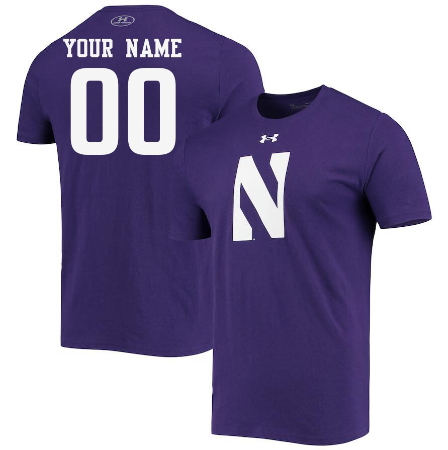 Custom Northwestern Wildcats Name And Number Tshirts-Purple